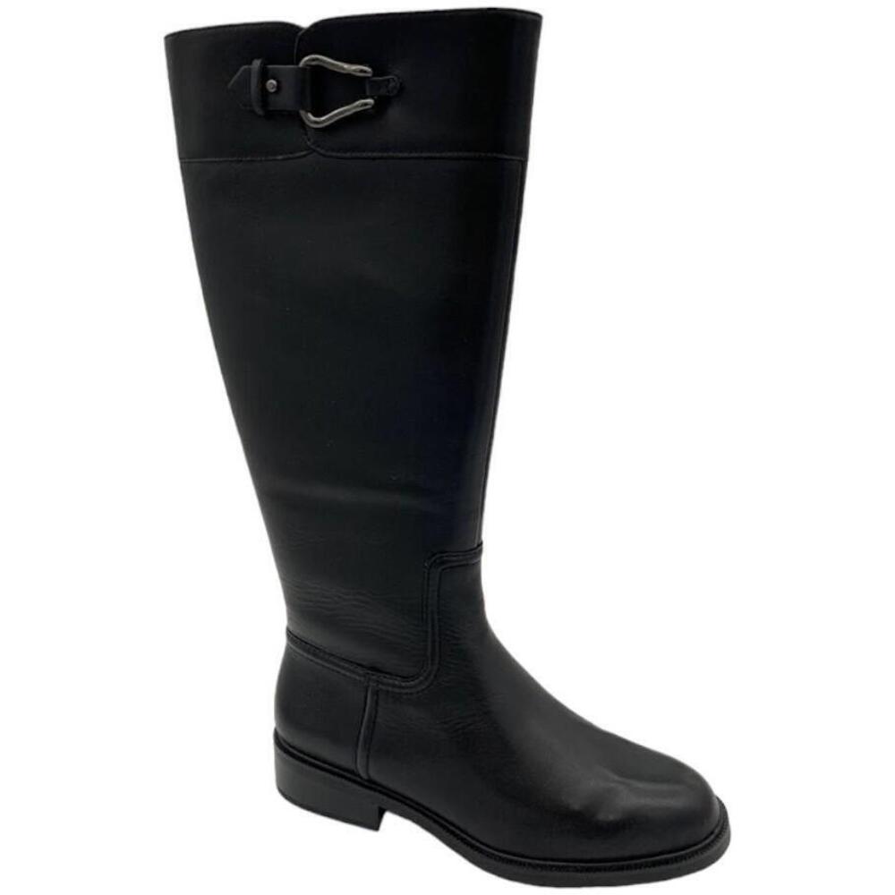 Vince Camuto Wide Calf Leather Riding Boots Andalian Black - Medium